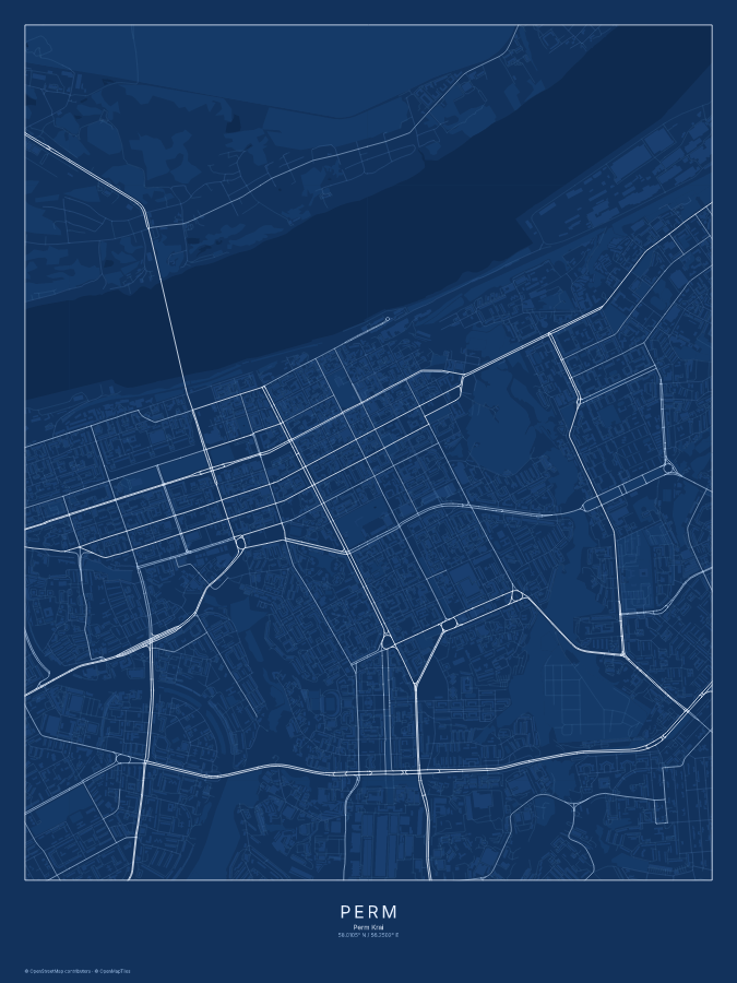 Perm map poster, blueprint style