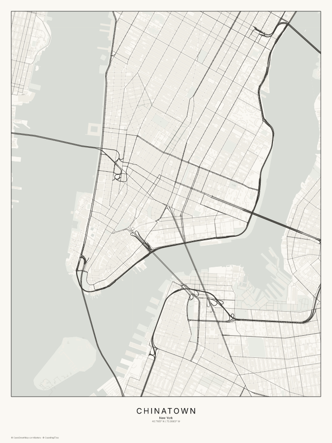 Chinatown map poster, classic style