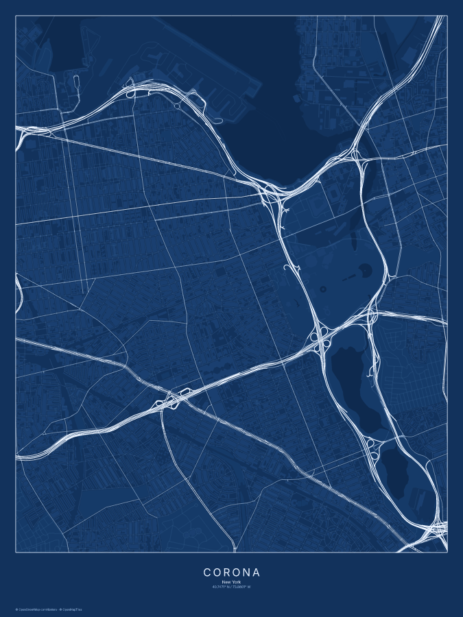 Corona map poster, blueprint style