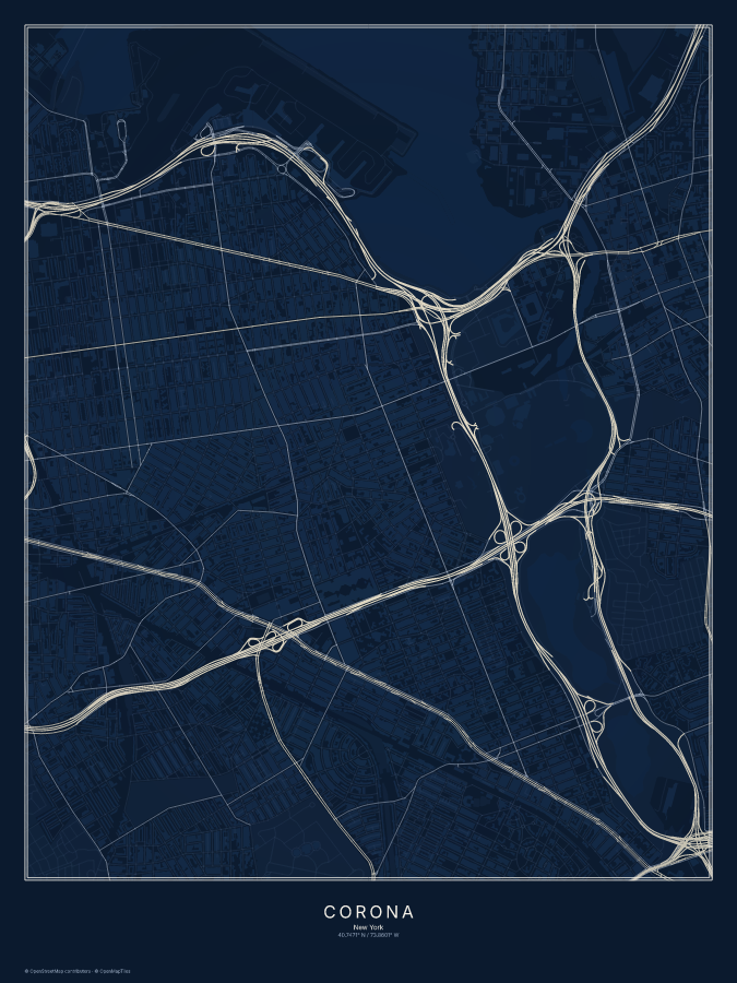 Corona map poster, midnight style