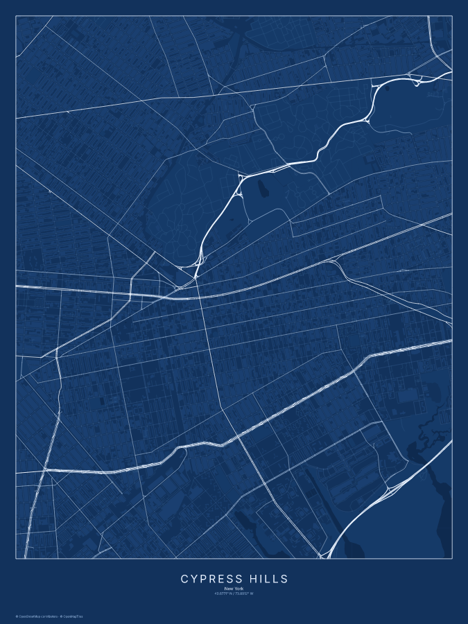 Cypress Hills map poster, blueprint style