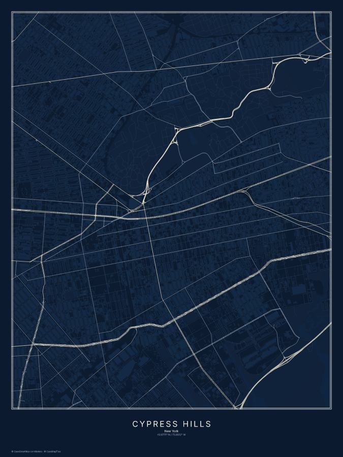 Cypress Hills map poster, midnight style