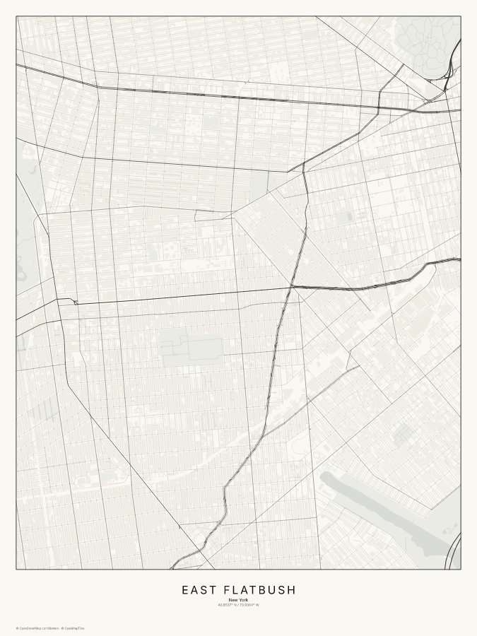 East Flatbush map poster, classic style
