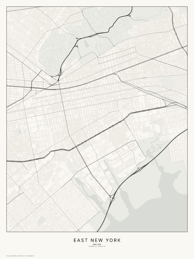 East New York map poster, classic style