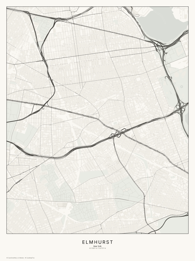 Elmhurst map poster, classic style
