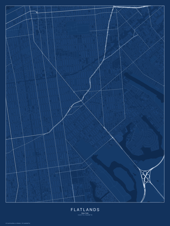 Flatlands map poster, blueprint style