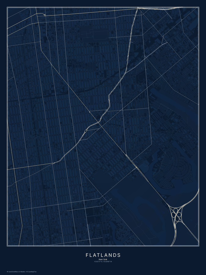 Flatlands map poster, midnight style