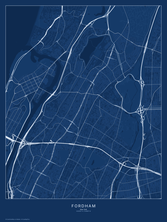 Fordham map poster, blueprint style
