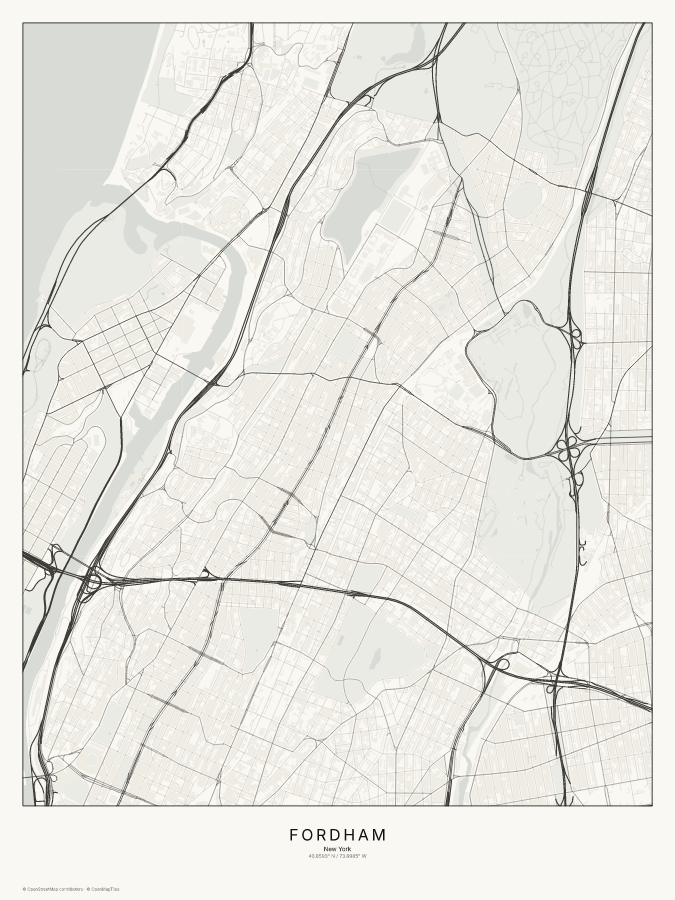 Fordham map poster, classic style