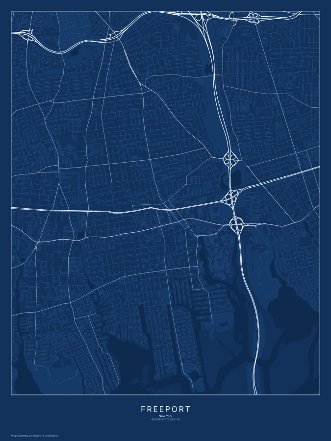 Freeport map poster, blueprint style
