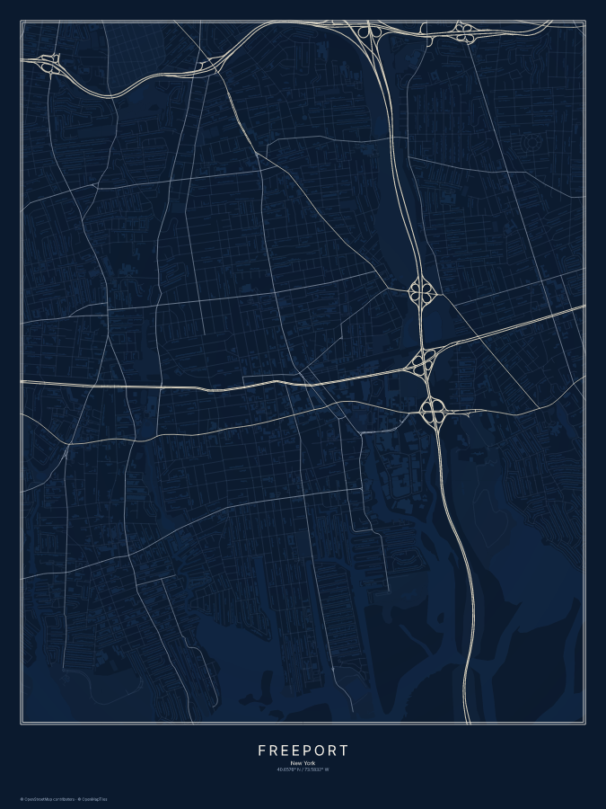 Freeport map poster, midnight style