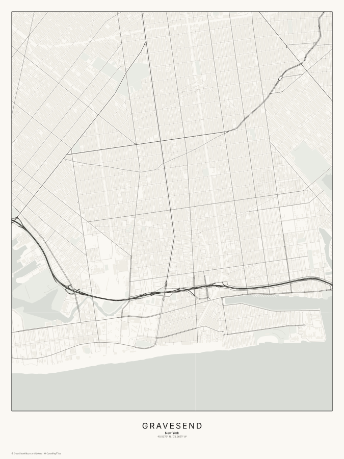 Gravesend map poster, classic style