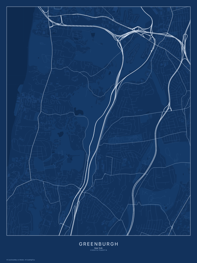Greenburgh map poster, blueprint style