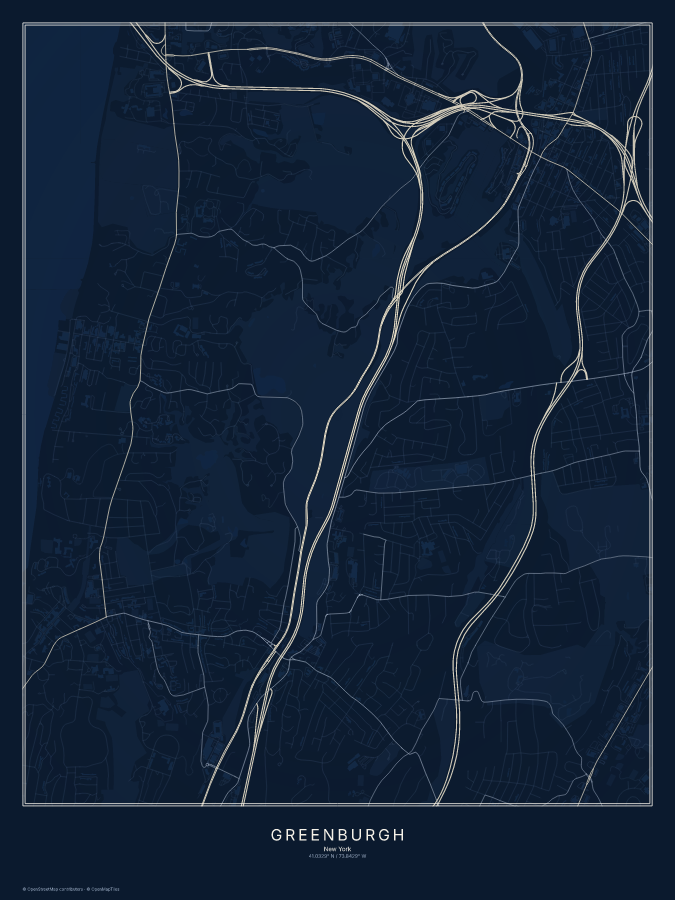 Greenburgh map poster, midnight style