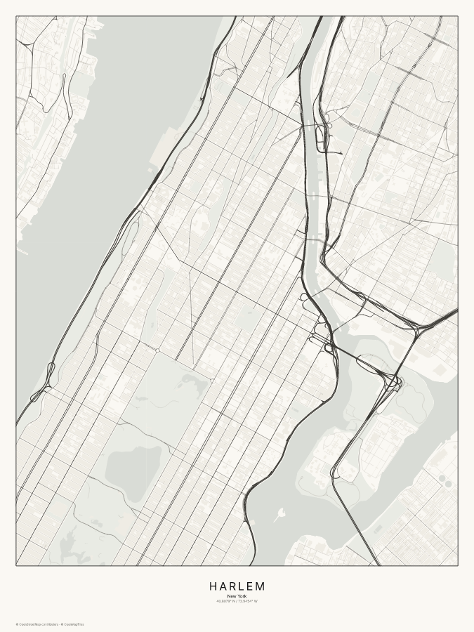 Harlem map poster, classic style