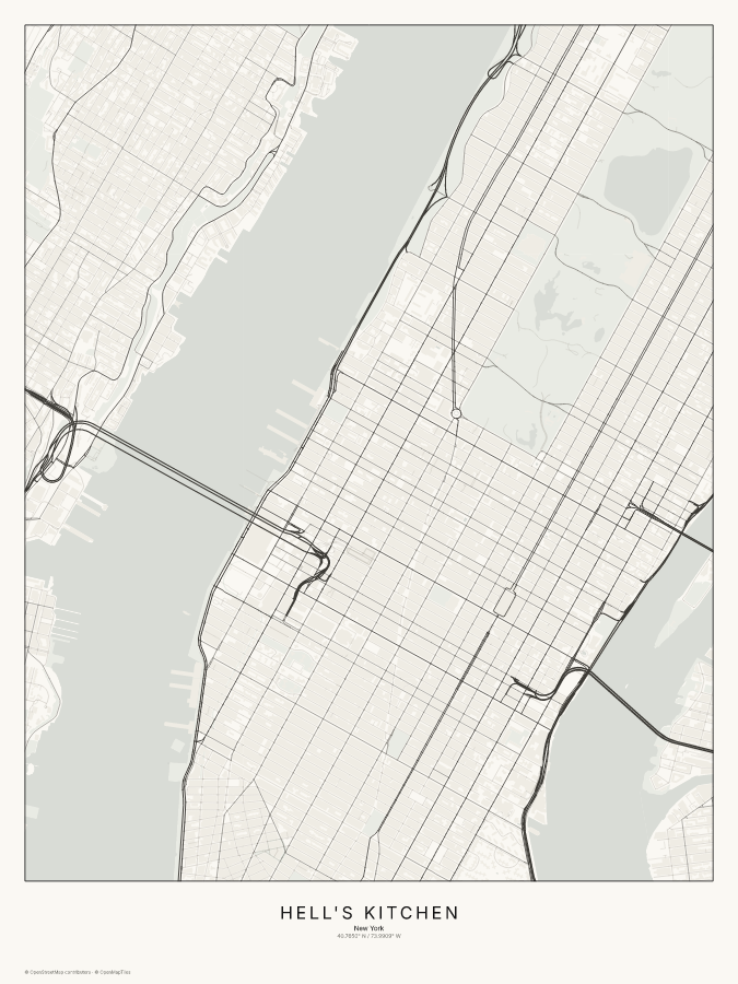 Hell's Kitchen map poster, classic style