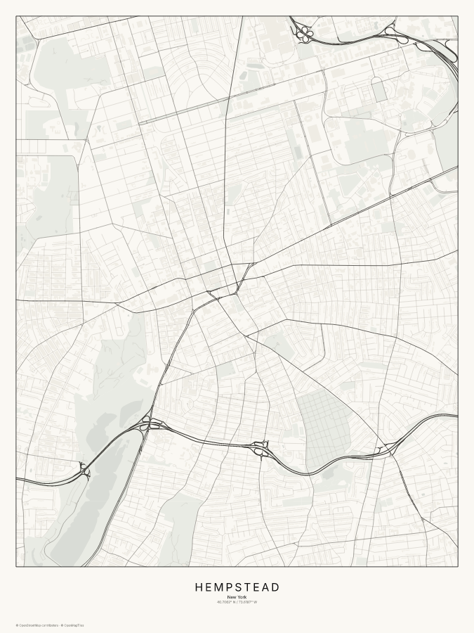 Hempstead map poster, classic style