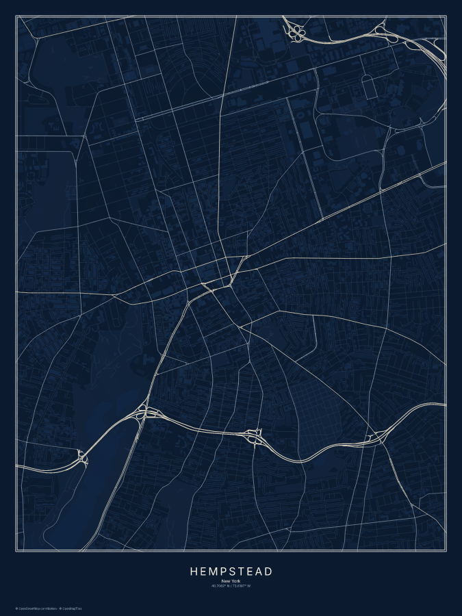 Hempstead map poster, midnight style