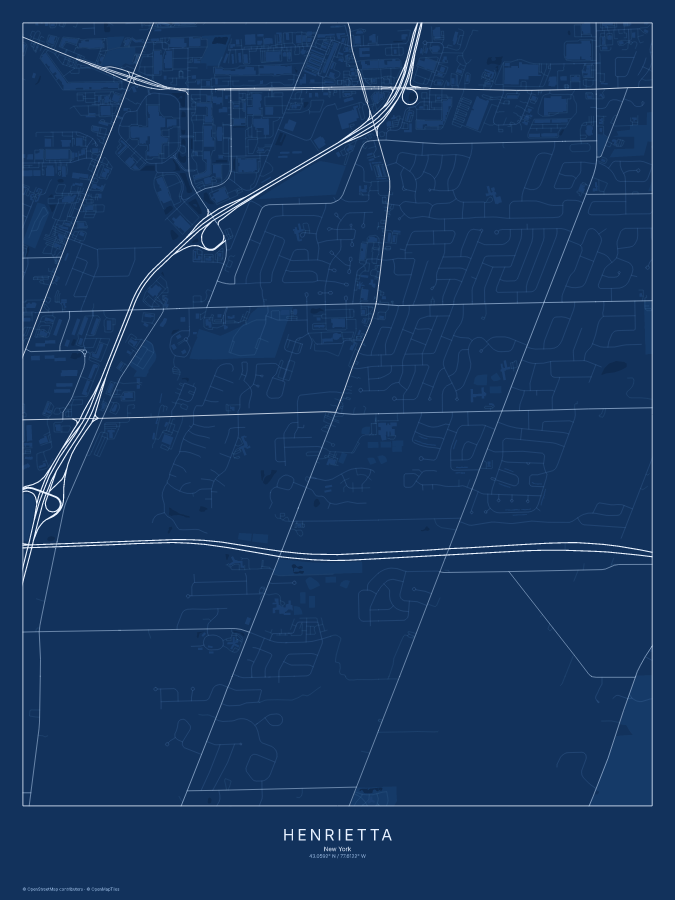 Henrietta map poster, blueprint style