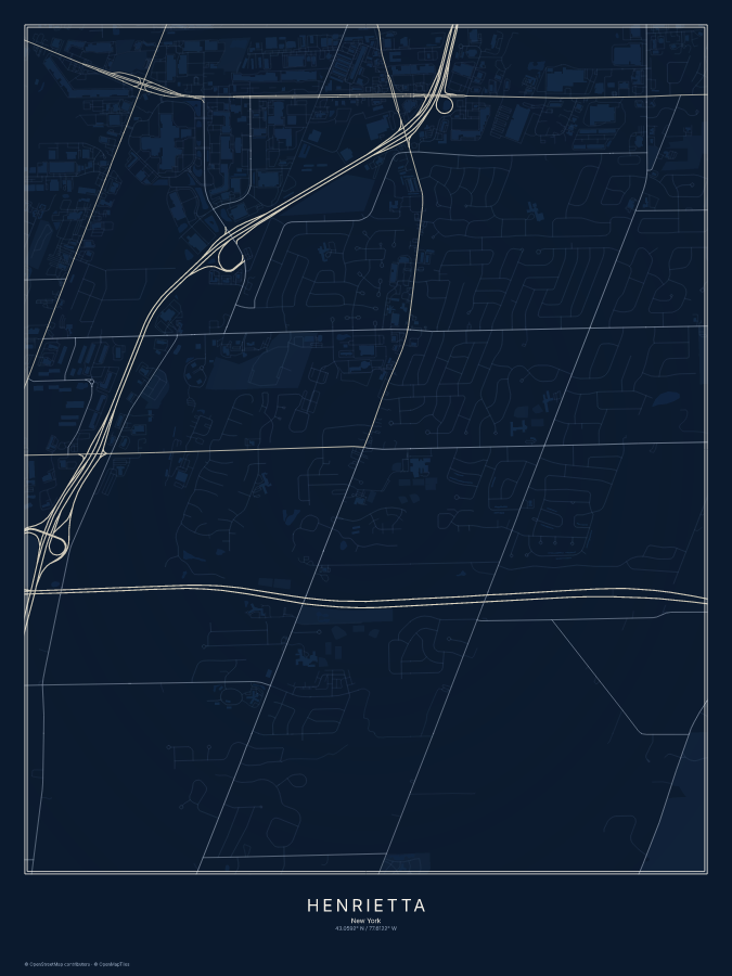Henrietta map poster, midnight style