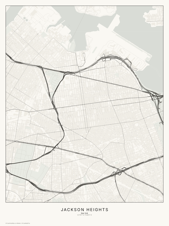 Jackson Heights map poster, classic style
