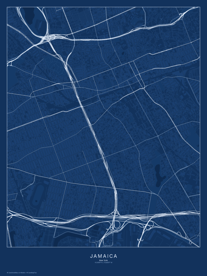 Jamaica map poster, blueprint style