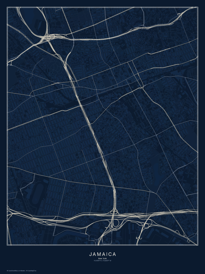 Jamaica map poster, midnight style