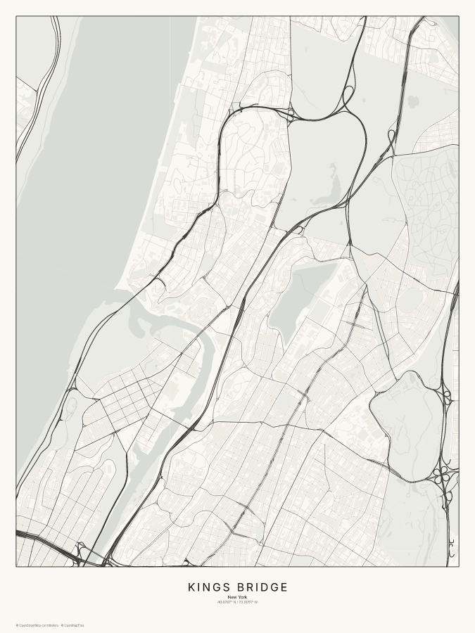 Kings Bridge map poster, classic style