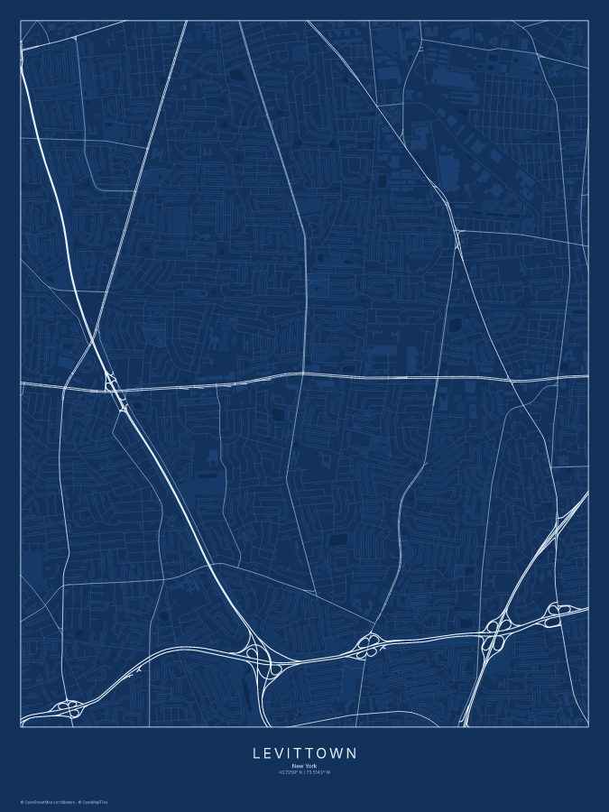 Levittown map poster, blueprint style