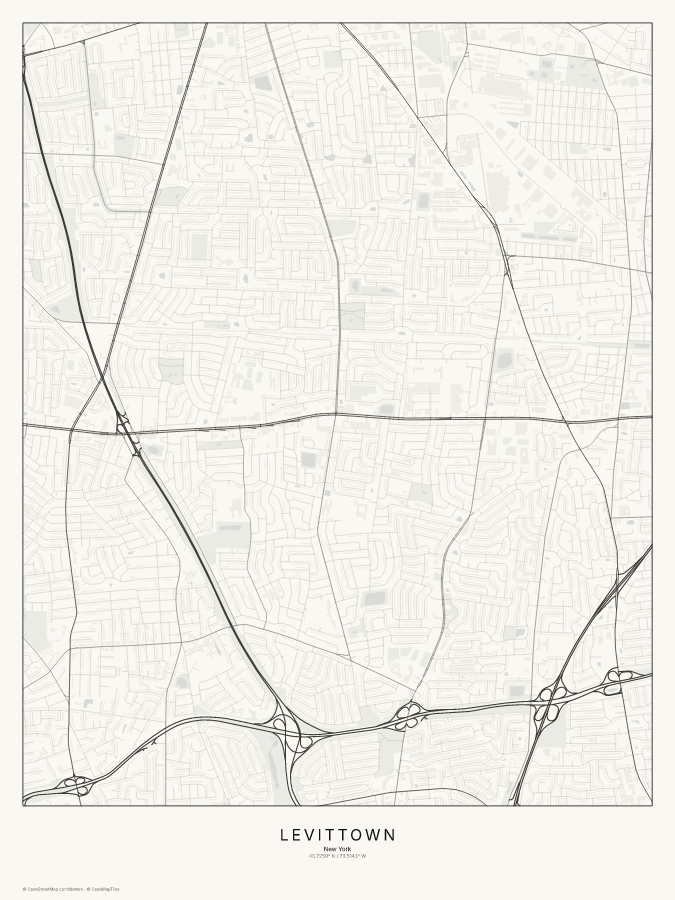 Levittown map poster, classic style