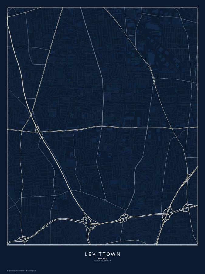 Levittown map poster, midnight style