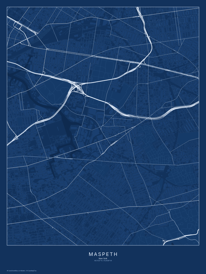 Maspeth map poster, blueprint style