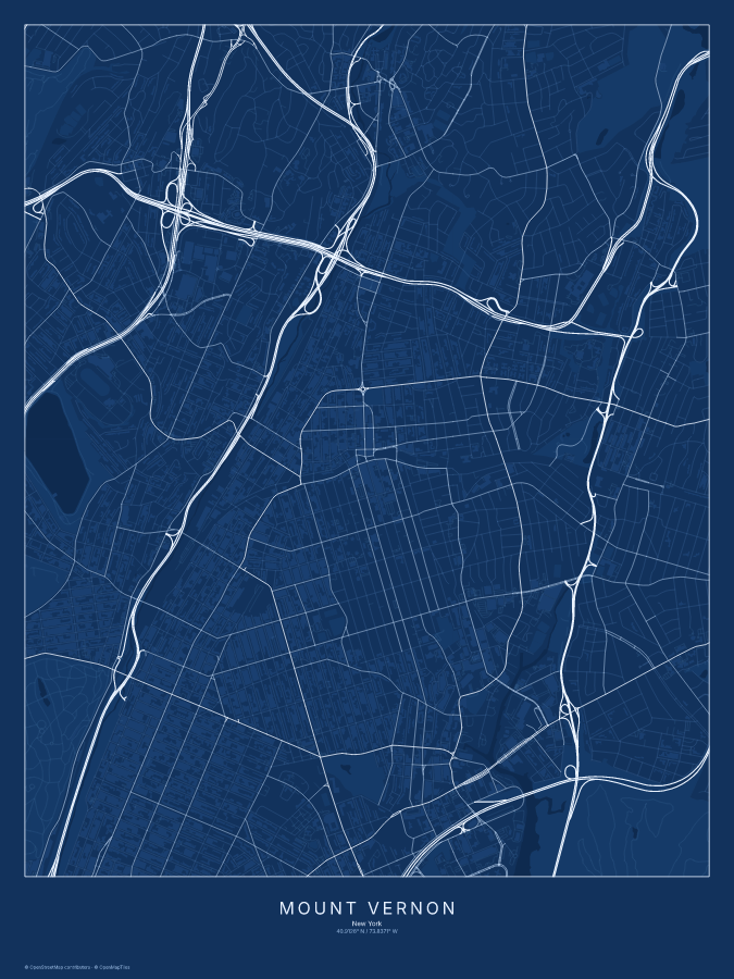 Mount Vernon map poster, blueprint style