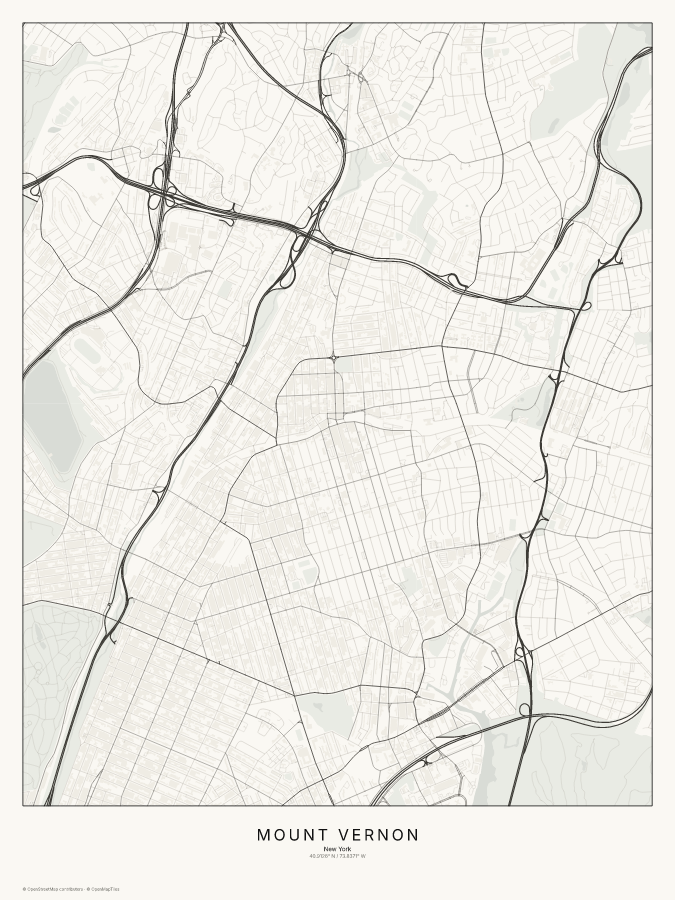 Mount Vernon map poster, classic style