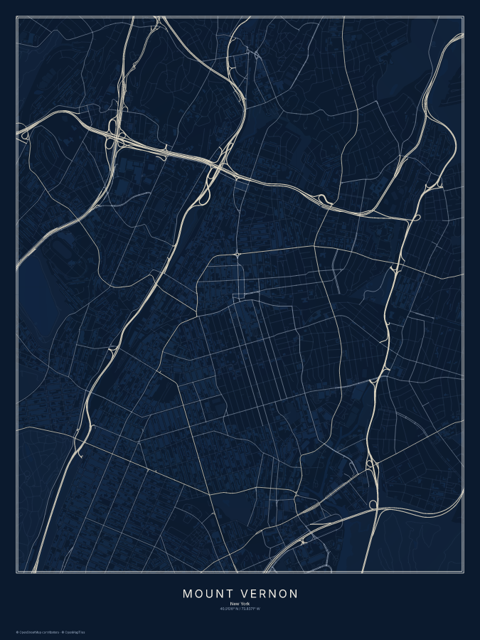 Mount Vernon map poster, midnight style