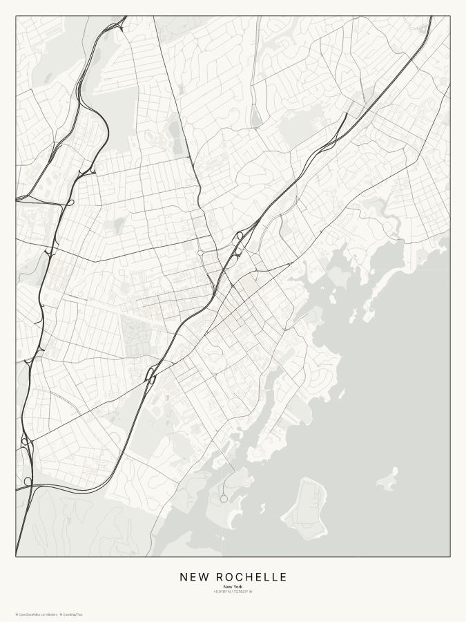 New Rochelle map poster, classic style