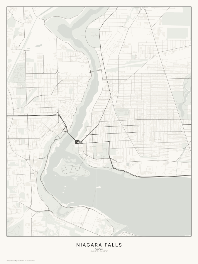 Niagara Falls map poster, classic style