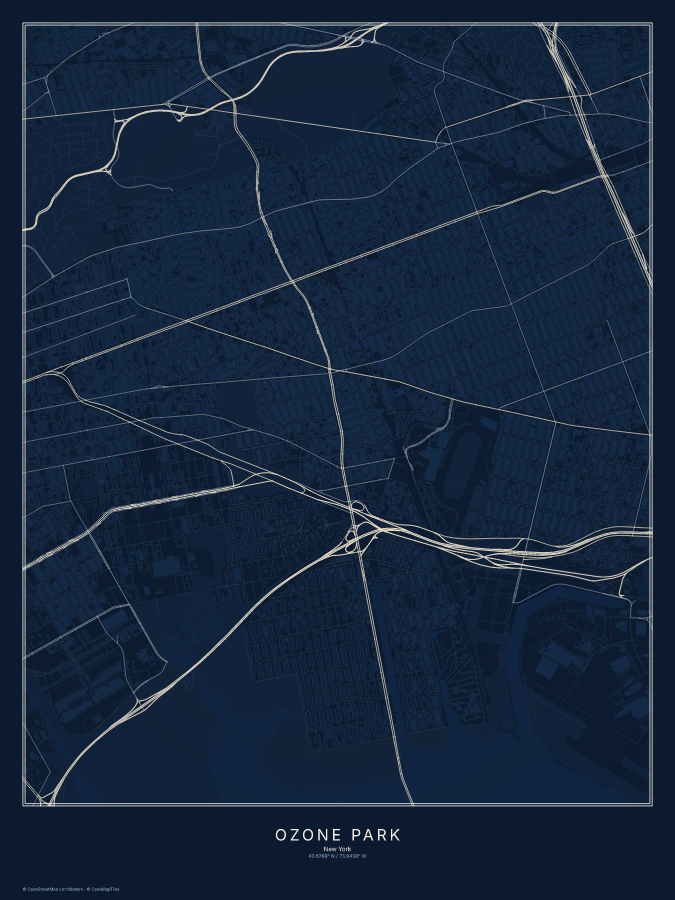 Ozone Park map poster, midnight style