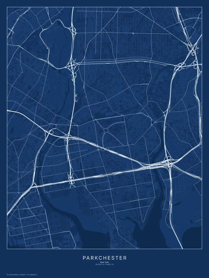 Parkchester map poster, blueprint style