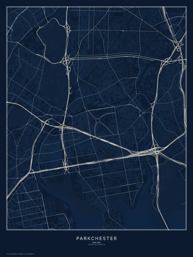 Parkchester map poster, midnight style