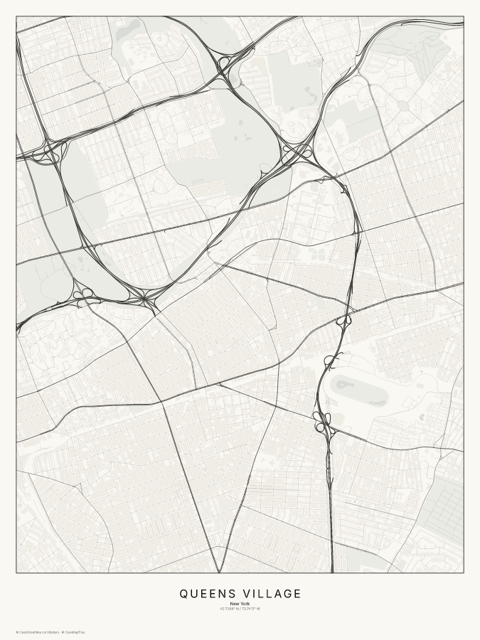Queens Village map poster, classic style
