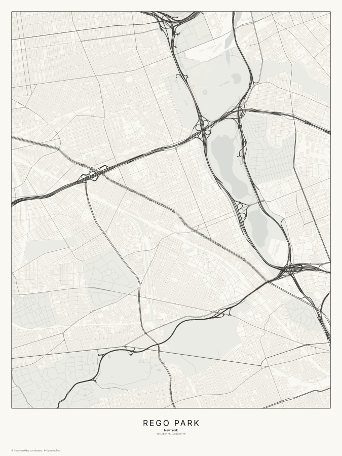 Rego Park map poster, classic style