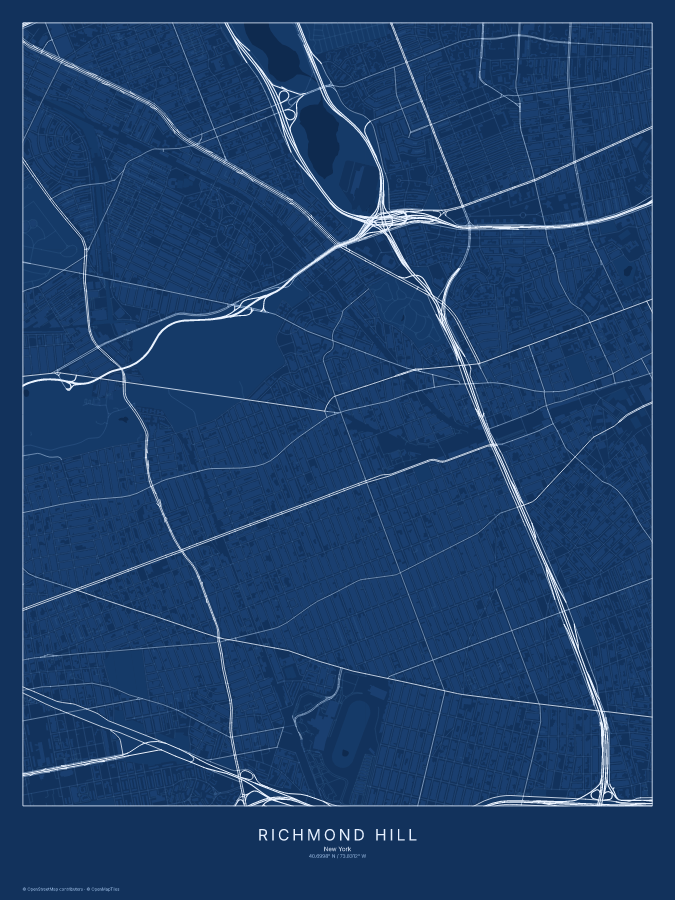 Richmond Hill map poster, blueprint style