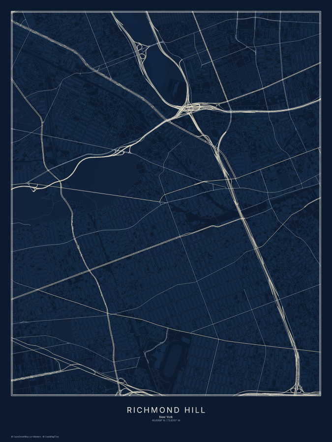 Richmond Hill map poster, midnight style