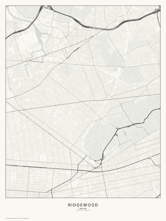 Ridgewood map poster, classic style