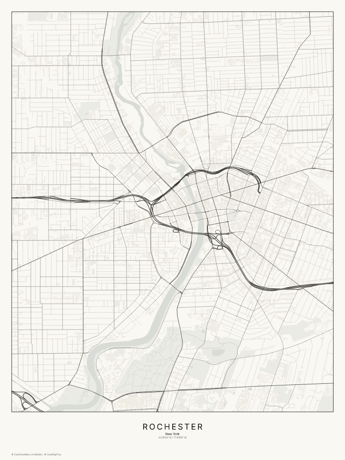 Rochester map poster, classic style