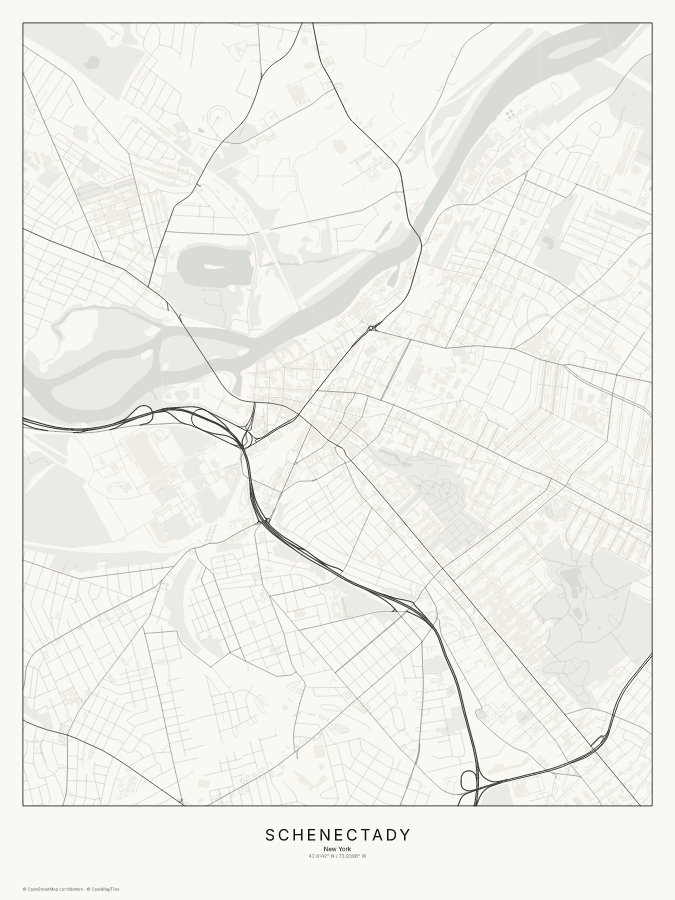 Schenectady map poster, classic style