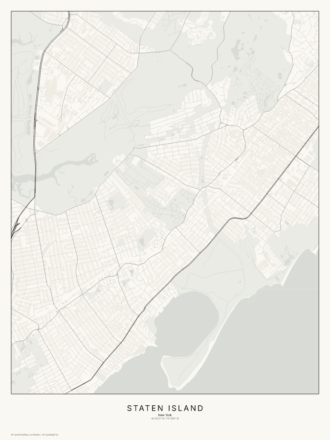 Staten Island map poster, classic style