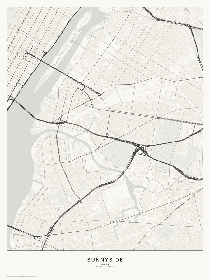 Sunnyside map poster, classic style