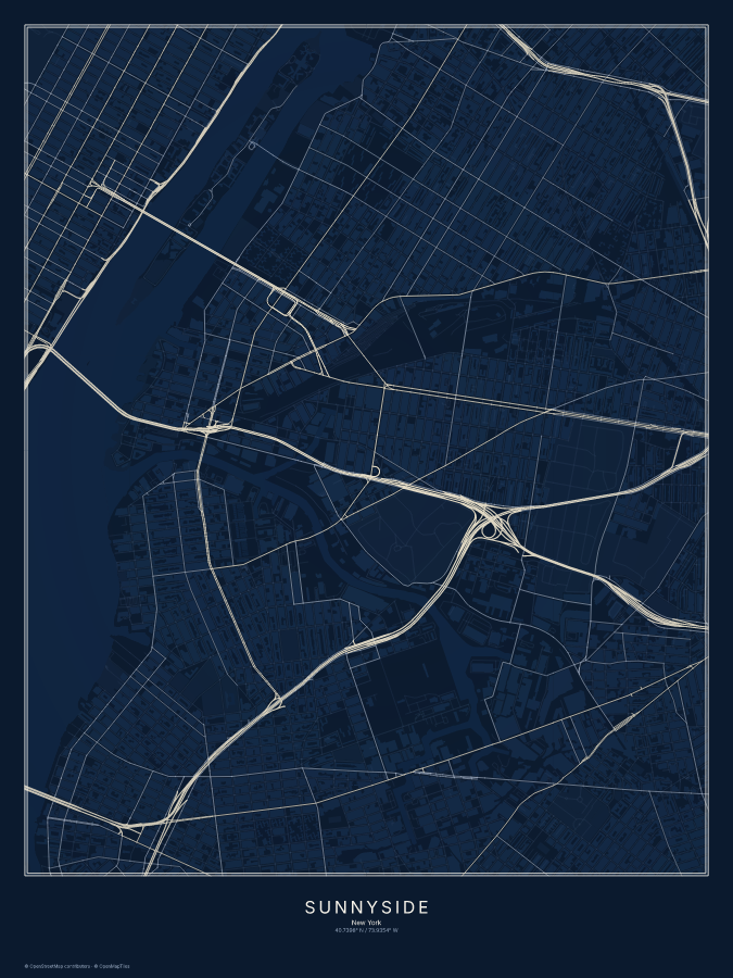 Sunnyside map poster, midnight style
